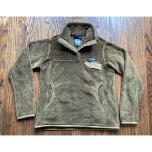 Patagonia Retool Snap T Pullover Womens Size Small Brown Fleece Fuzzy Pocket